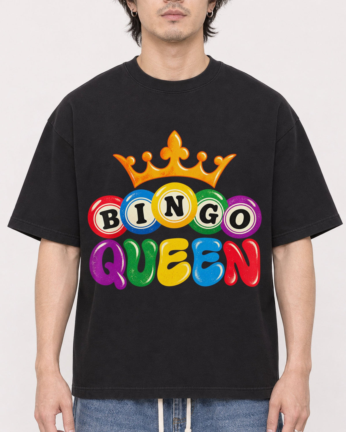 Mockup Boxy Heavyweight Tee Black male close-up 03