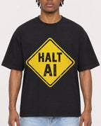 Mockup Boxy Heavyweight Tee Black male close-up 05