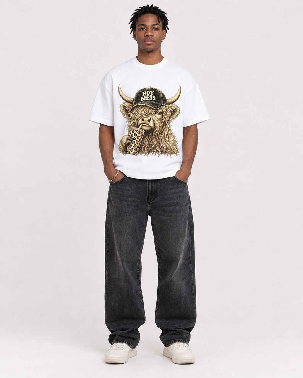 Mockup Boxy Heavyweight Tee White male full-body 05