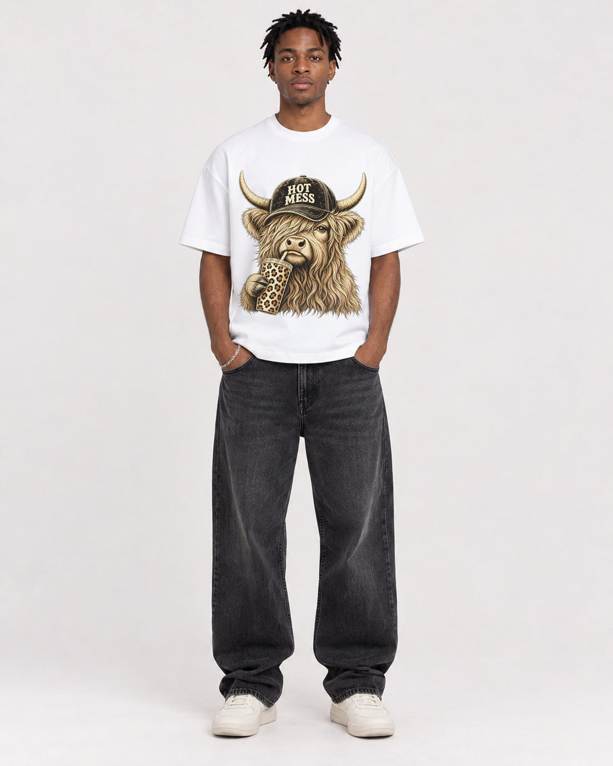 Mockup Boxy Heavyweight Tee White male full-body 05