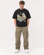Mockup Boxy Heavyweight Tee Black male full-body 08