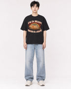 Mockup Boxy Heavyweight Tee Black male full-body 01