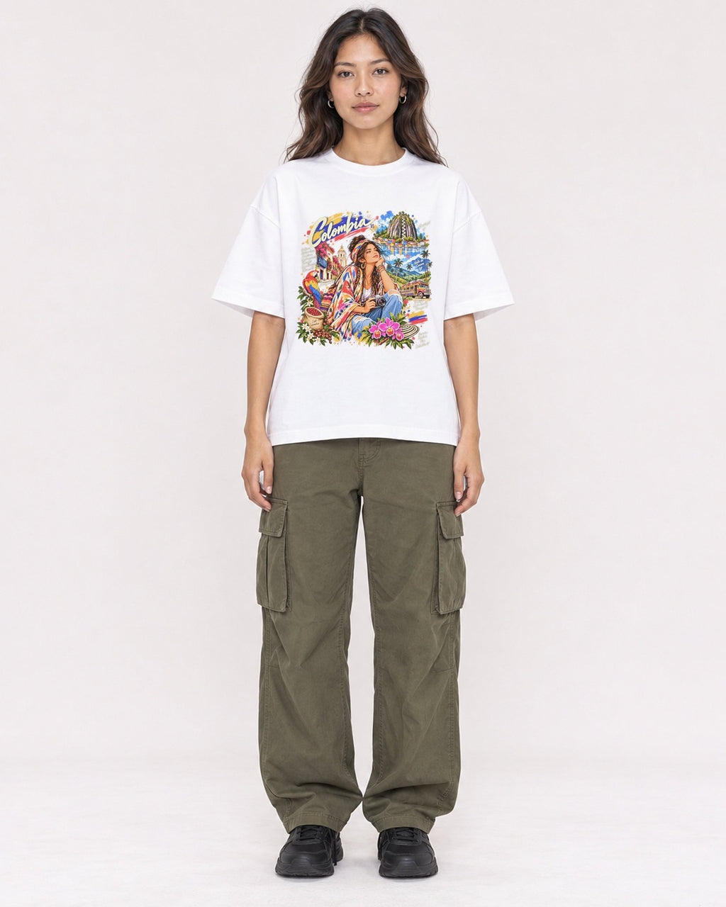 Mockup Boxy Heavyweight Tee White female full-body 02