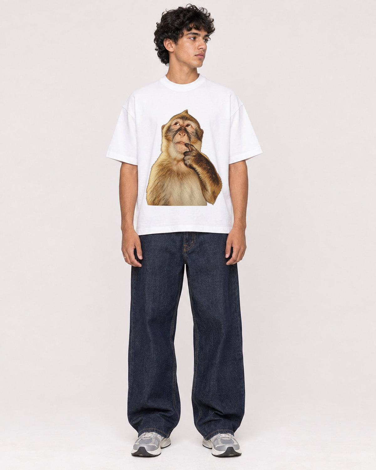 Mockup Boxy Heavyweight Tee White male full-body 26