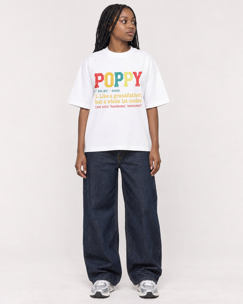 Mockup Boxy Heavyweight Tee White female full-body 04