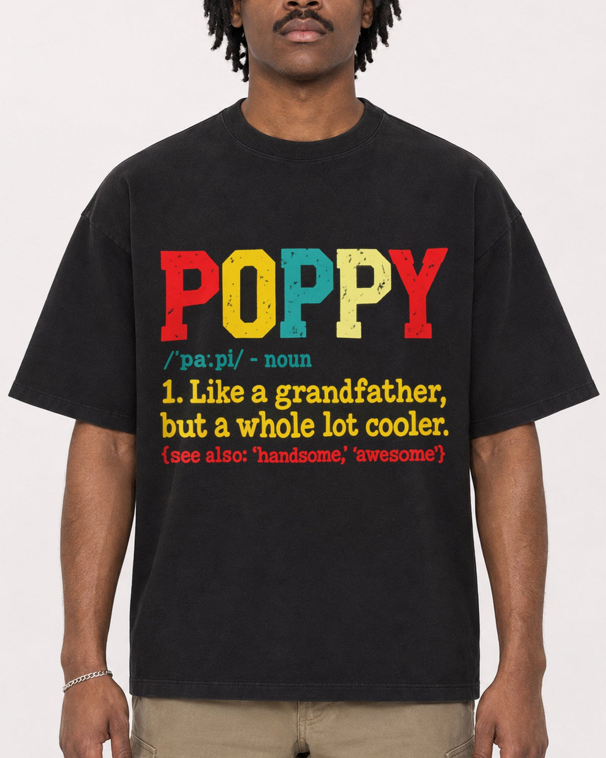 Mockup Boxy Heavyweight Tee Black male close-up 04