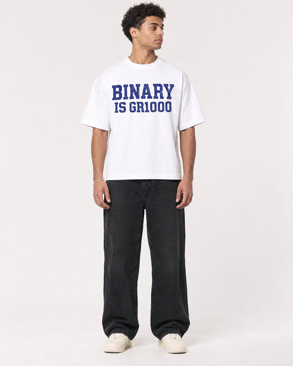 Mockup Boxy Heavyweight Tee White male full-body 10