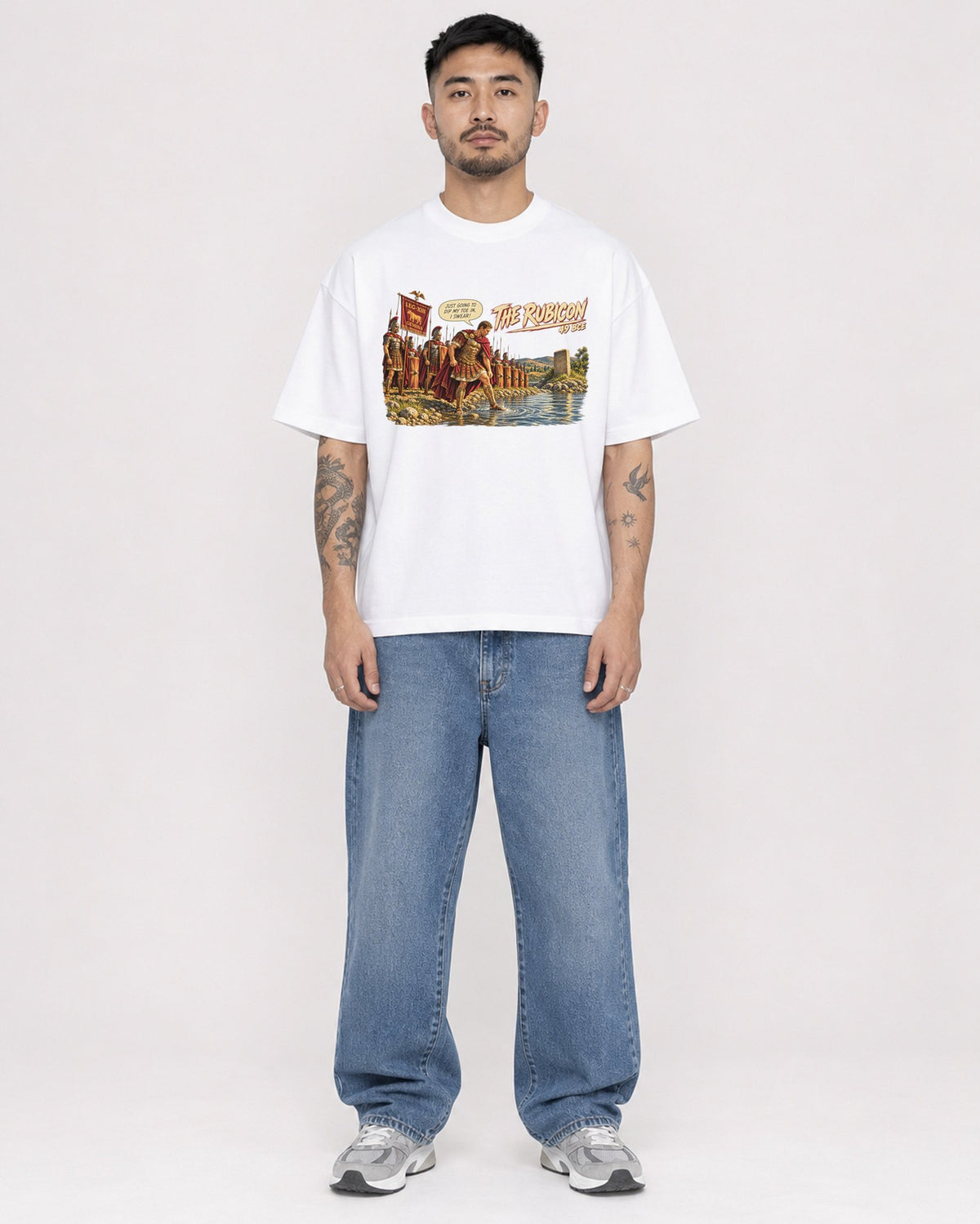 Mockup Boxy Heavyweight Tee White male full-body 12