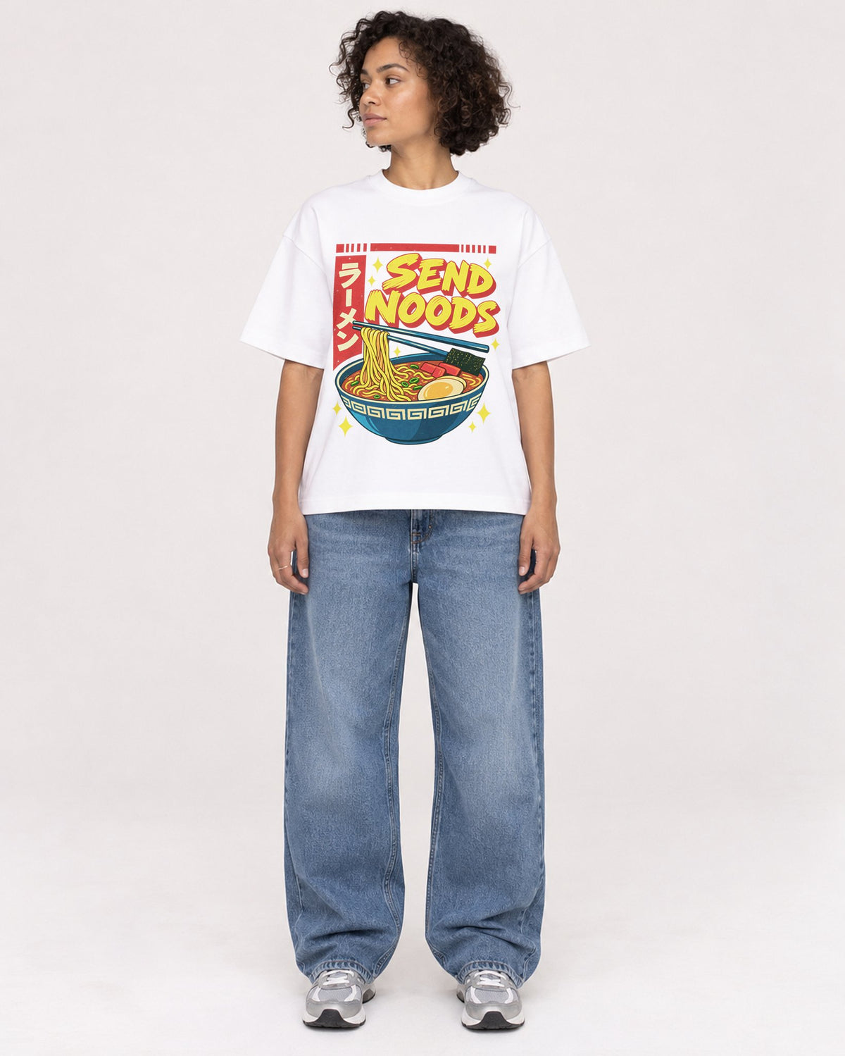 Mockup Boxy Heavyweight Tee White female full-body 40