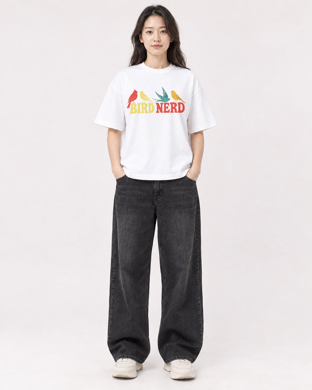 Mockup Boxy Heavyweight Tee White female full-body 03