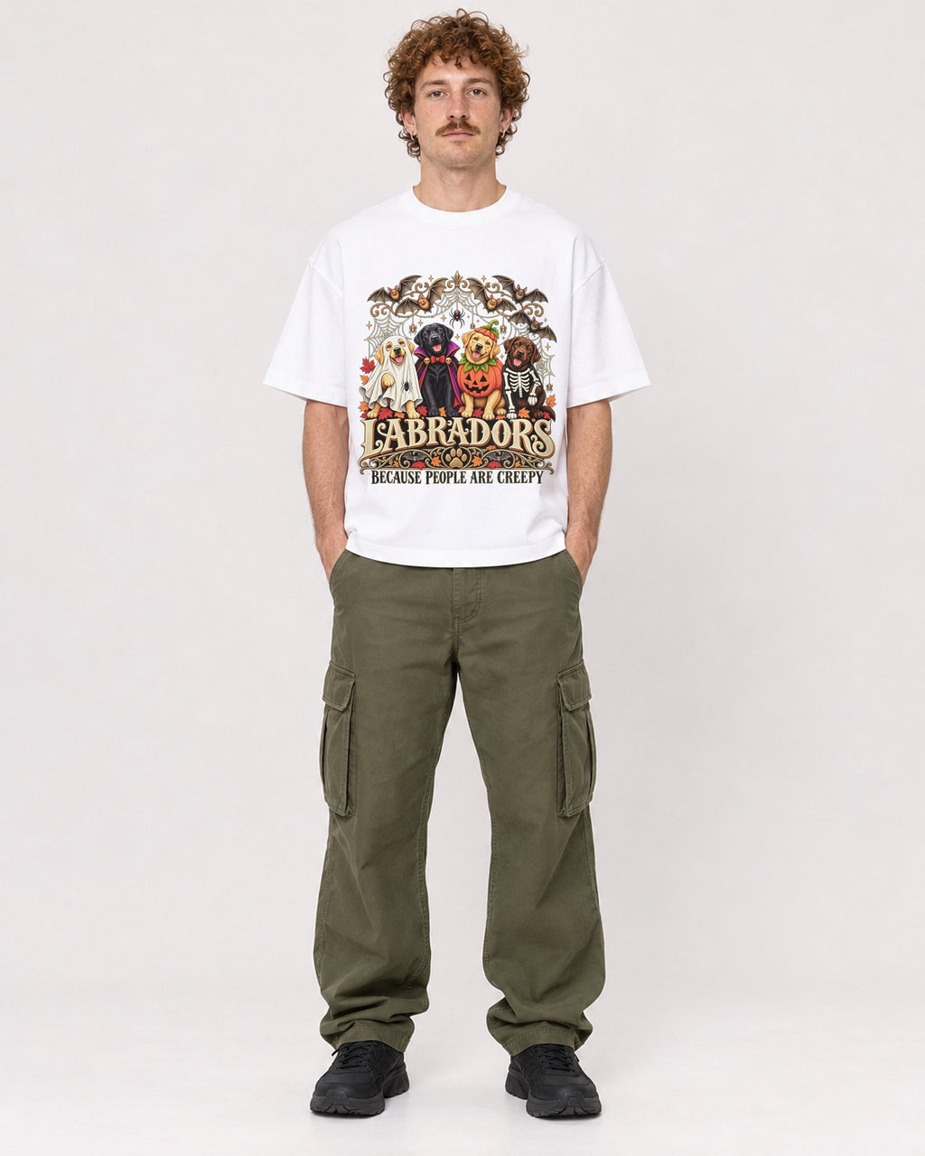 Mockup Boxy Heavyweight Tee White male full-body 09