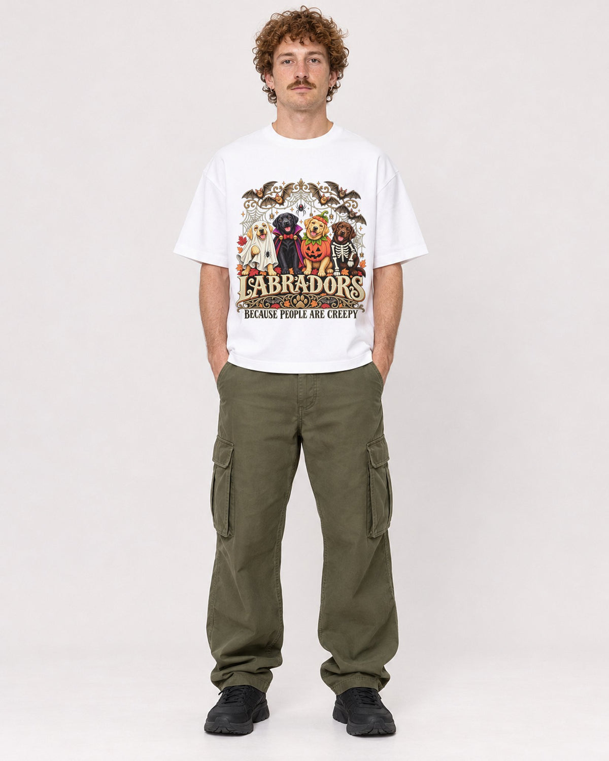Mockup Boxy Heavyweight Tee White male full-body 09