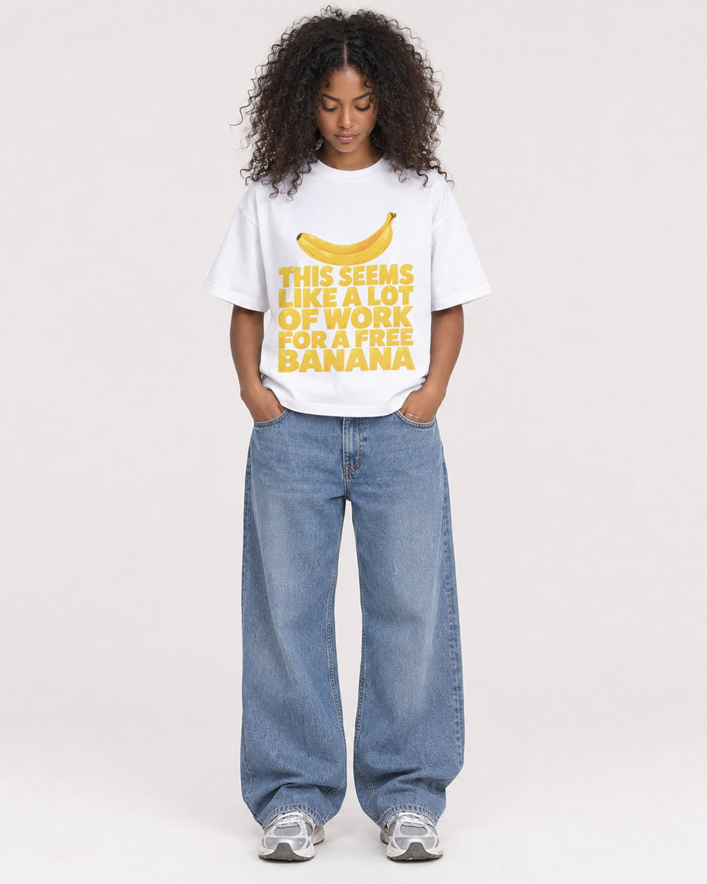 Mockup Boxy Heavyweight Tee White female full-body 05