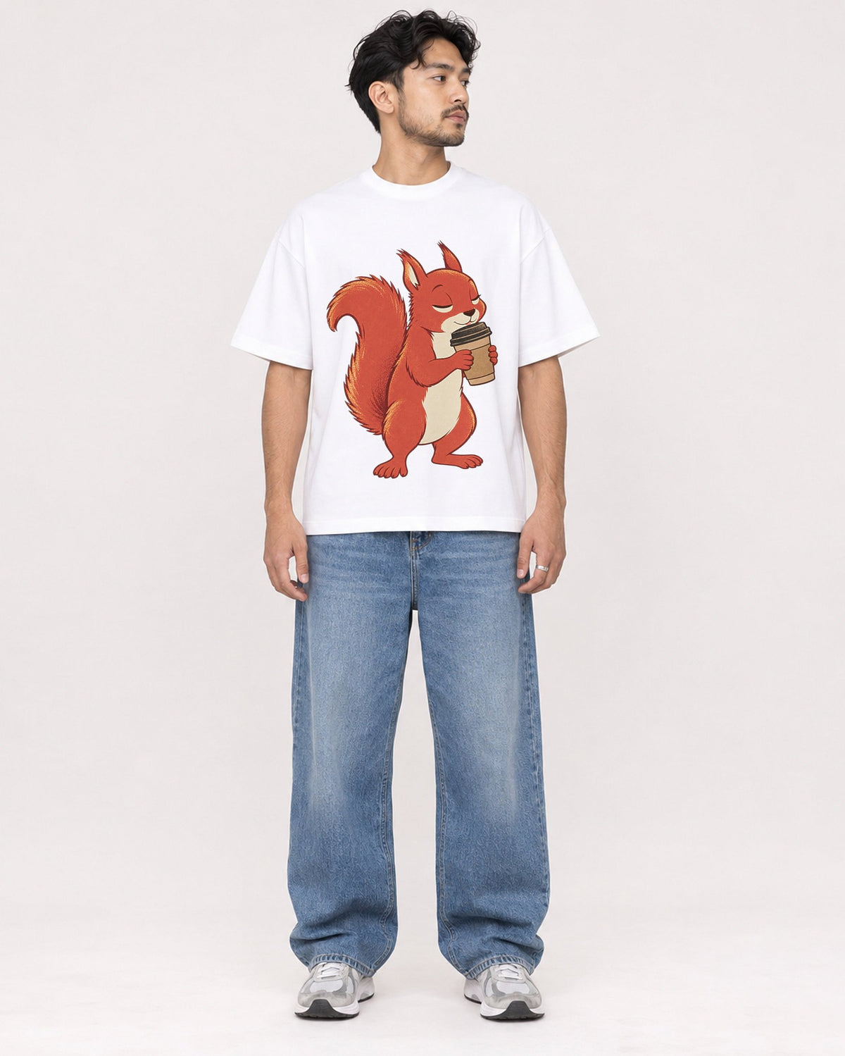 Mockup Boxy Heavyweight Tee White male full-body 02