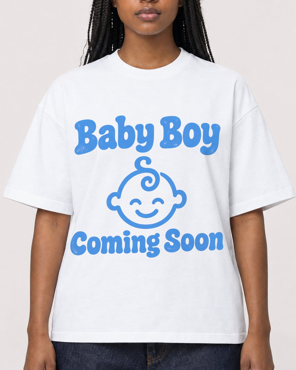 Mockup Boxy Heavyweight Tee White female close-up 04