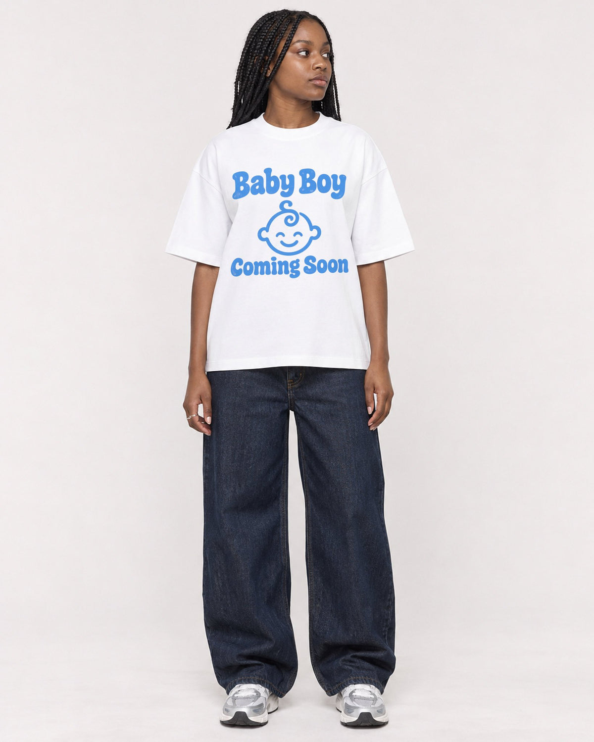 Mockup Boxy Heavyweight Tee White female full-body 04