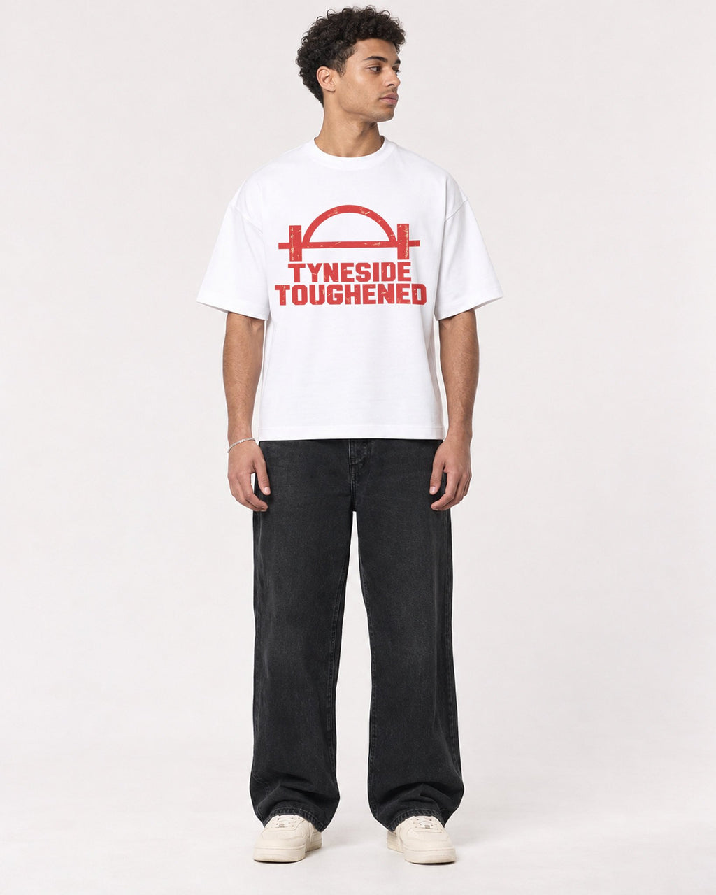 Mockup Boxy Heavyweight Tee White male full-body 10