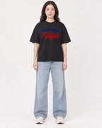 Mockup Boxy Heavyweight Tee Black female full-body 03