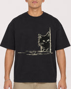Mockup Boxy Heavyweight Tee Black male close-up 16
