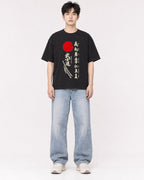 Mockup Boxy Heavyweight Tee Black male full-body 01