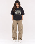 Mockup Boxy Heavyweight Tee Black female full-body 02