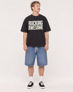 Mockup Boxy Heavyweight Tee Black male full-body 19