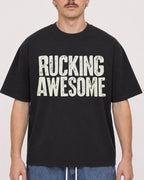 Mockup Boxy Heavyweight Tee Black male close-up 19