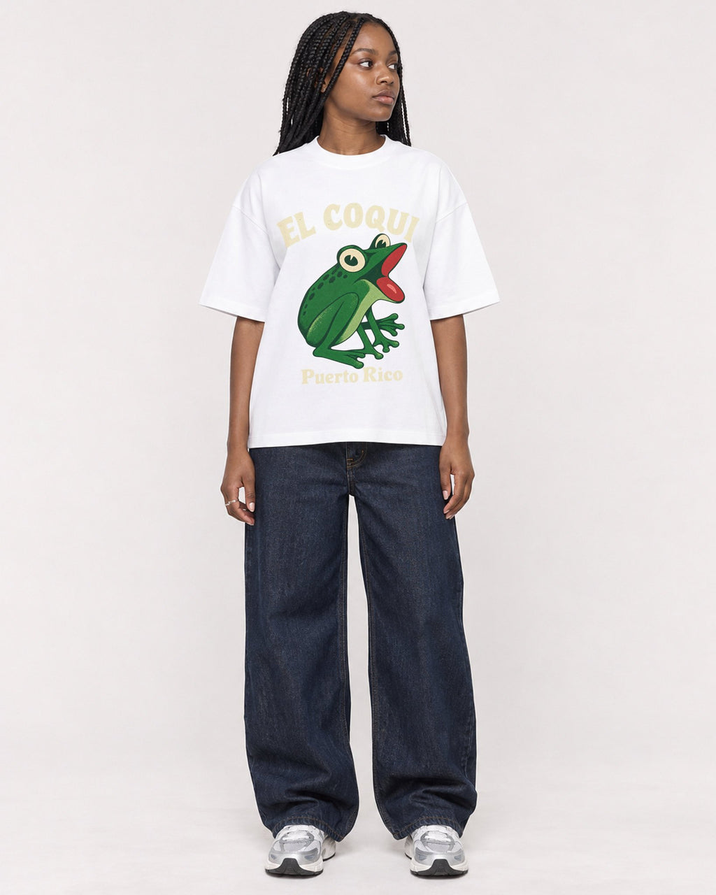 Mockup Boxy Heavyweight Tee White female full-body 04