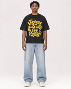 Mockup Boxy Heavyweight Tee Black male full-body 05