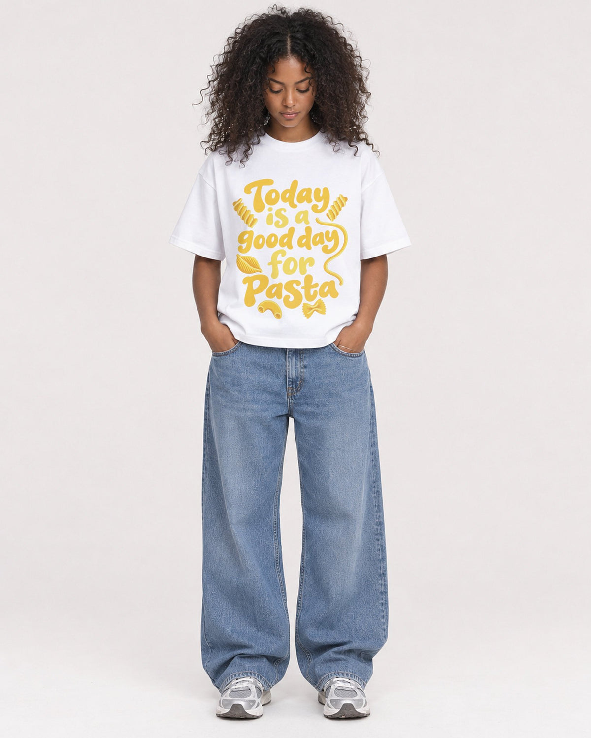 Mockup Boxy Heavyweight Tee White female full-body 05