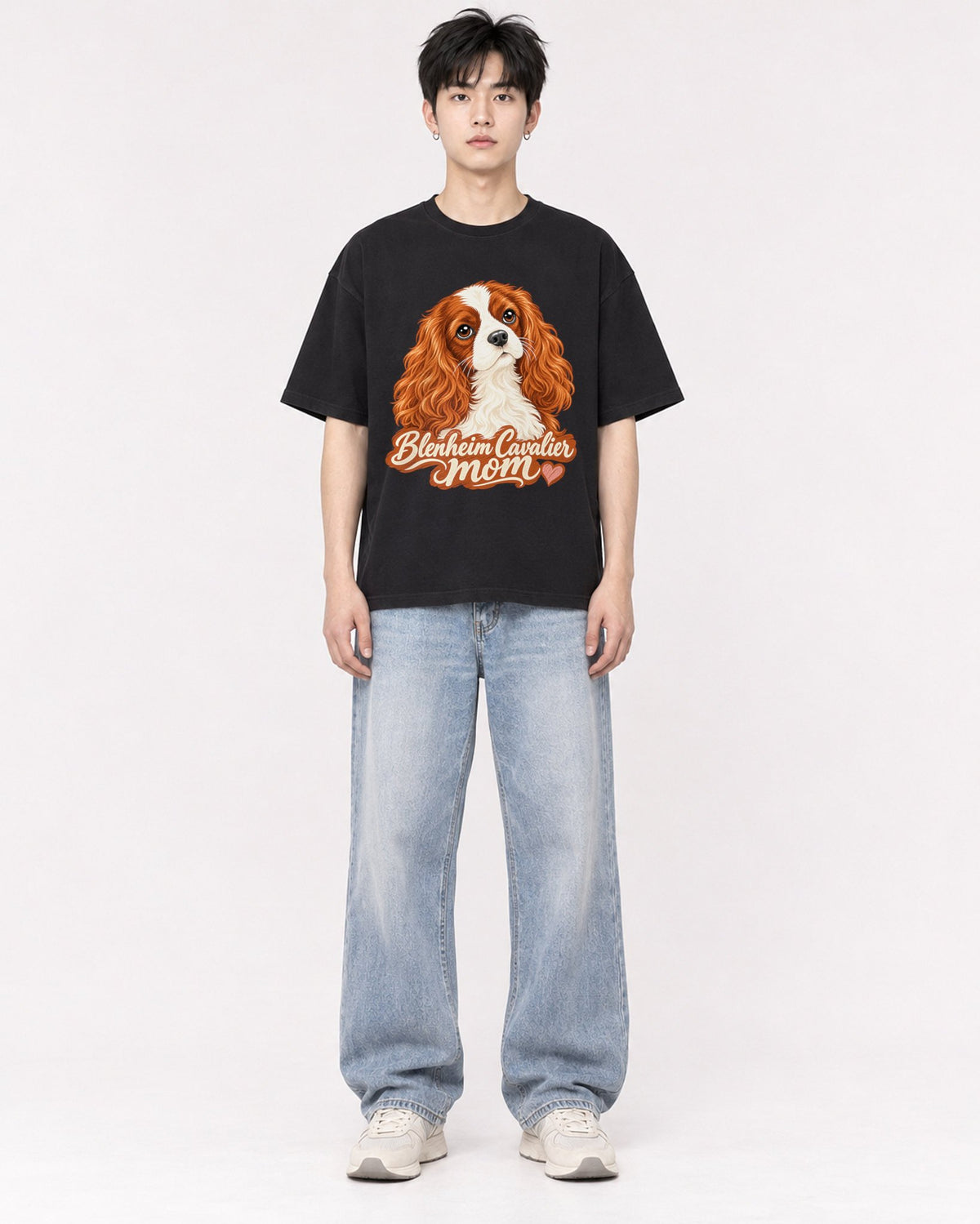 Mockup Boxy Heavyweight Tee Black male full-body 01