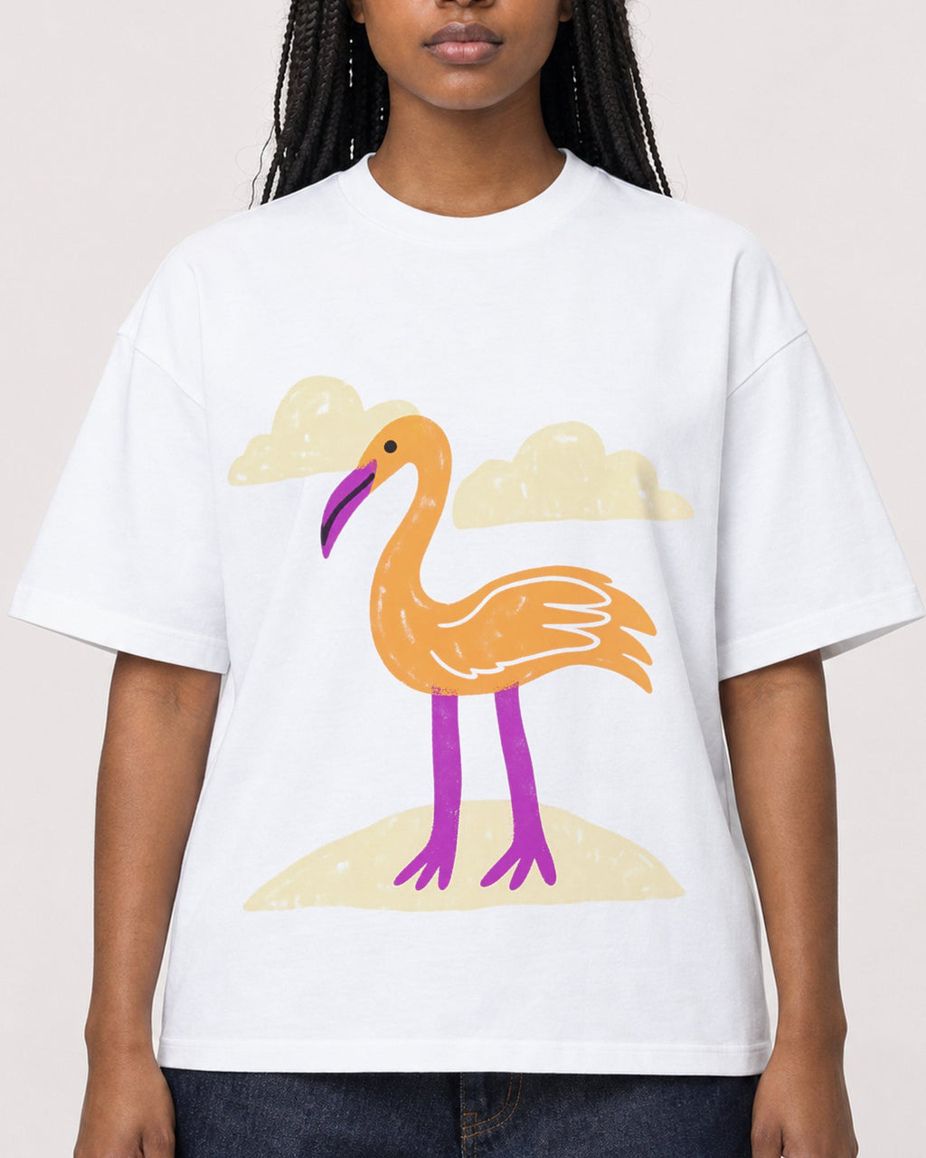 Mockup Boxy Heavyweight Tee White female close-up 04