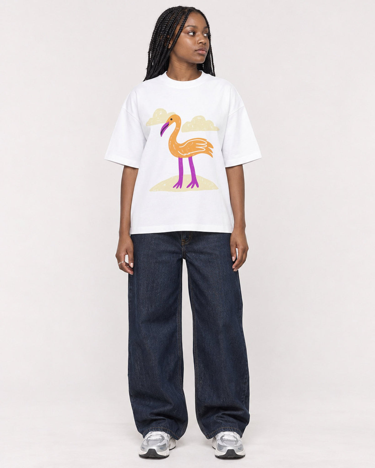 Mockup Boxy Heavyweight Tee White female full-body 04