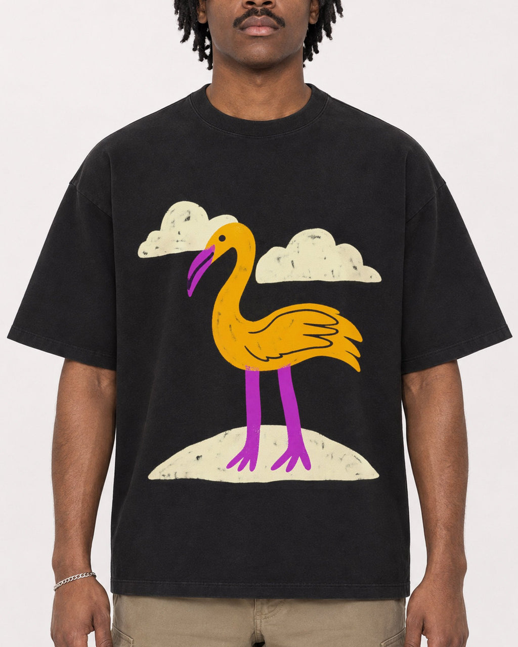 Mockup Boxy Heavyweight Tee Black male close-up 04