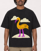 Mockup Boxy Heavyweight Tee Black male close-up 04