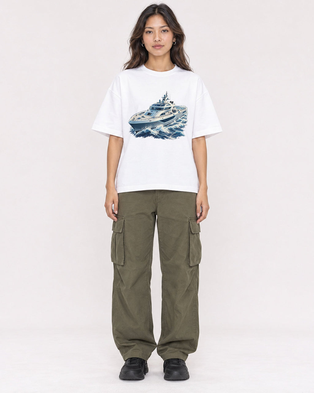 Mockup Boxy Heavyweight Tee White female full-body 02