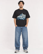 Mockup Boxy Heavyweight Tee Black male full-body 02