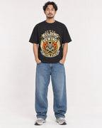 Mockup Boxy Heavyweight Tee Black male full-body 02