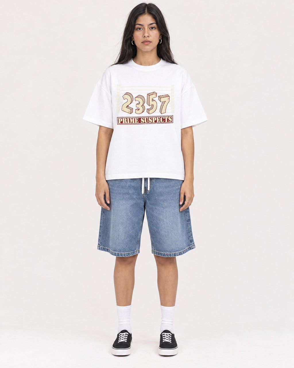 Mockup Boxy Heavyweight Tee White female full-body 46