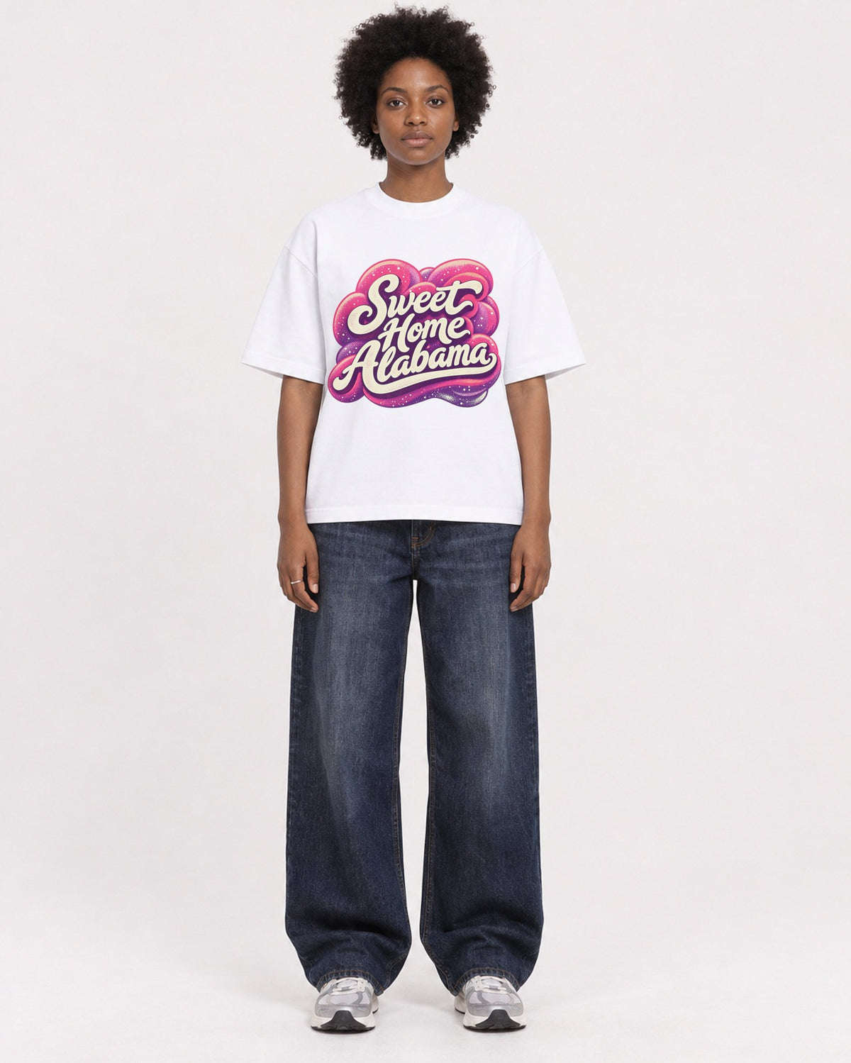 Mockup Boxy Heavyweight Tee White female full-body 14