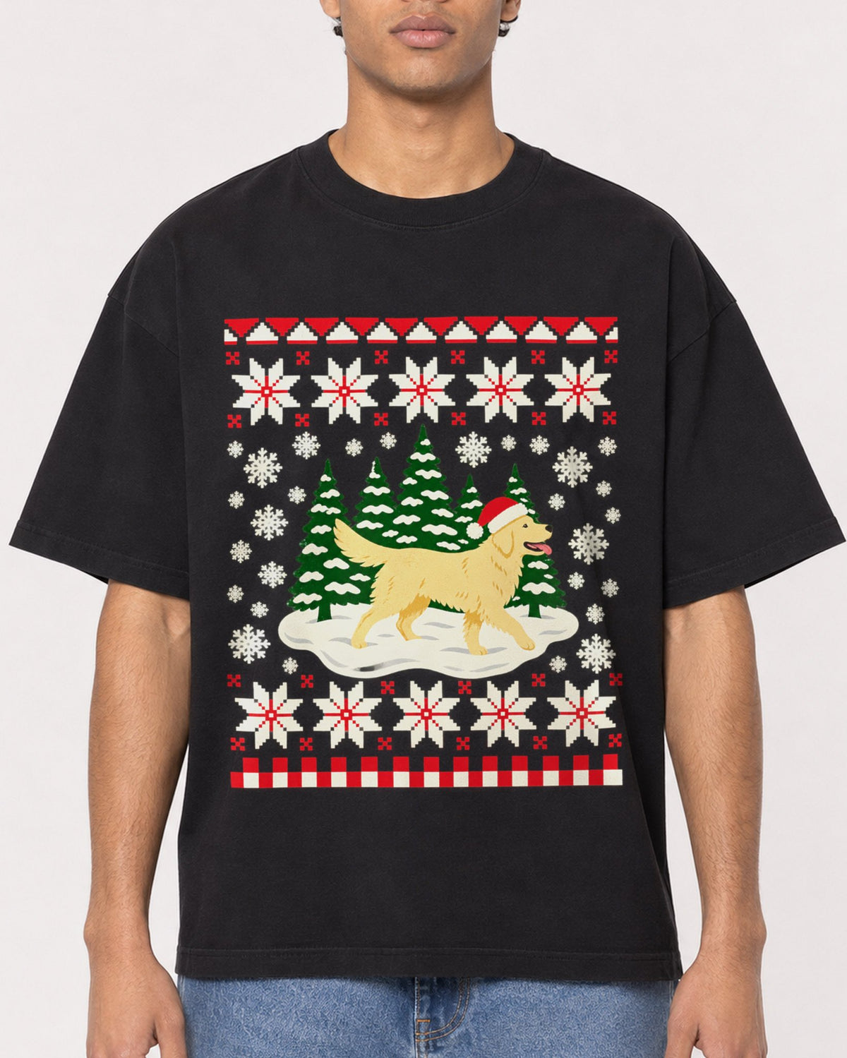 Mockup Boxy Heavyweight Tee Black male close-up 10