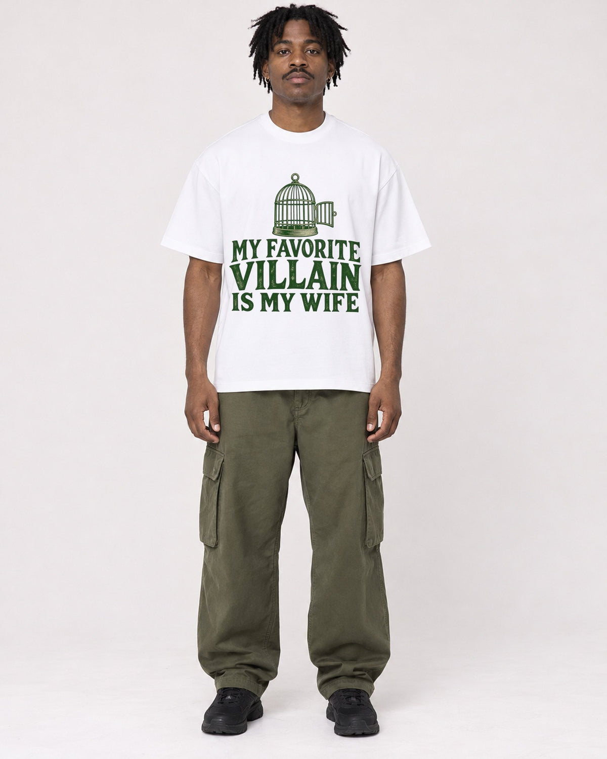 Mockup Boxy Heavyweight Tee White male full-body 04