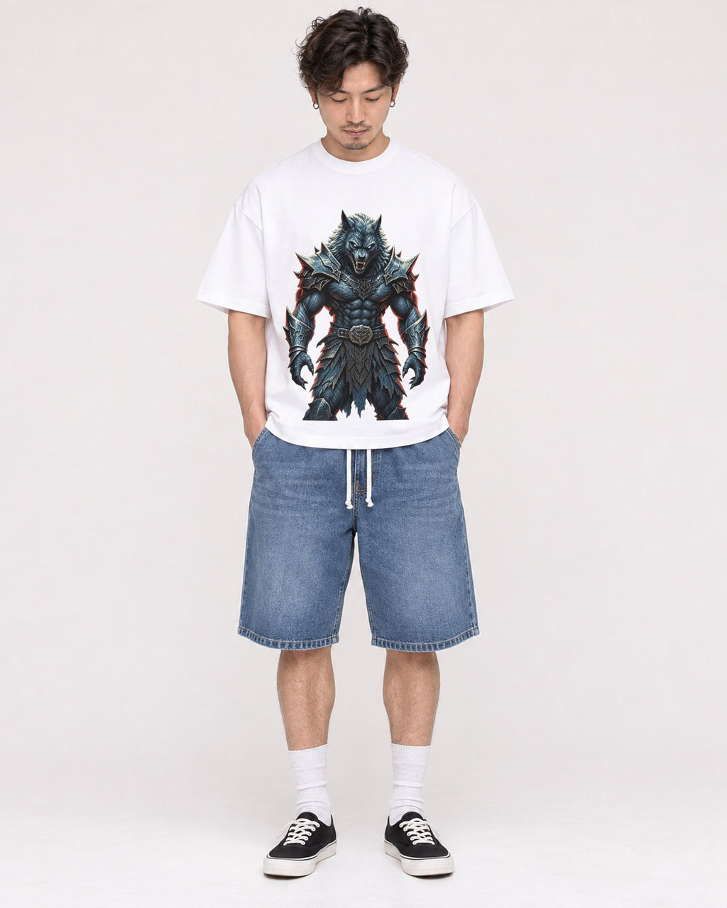 Mockup Boxy Heavyweight Tee White male full-body 03