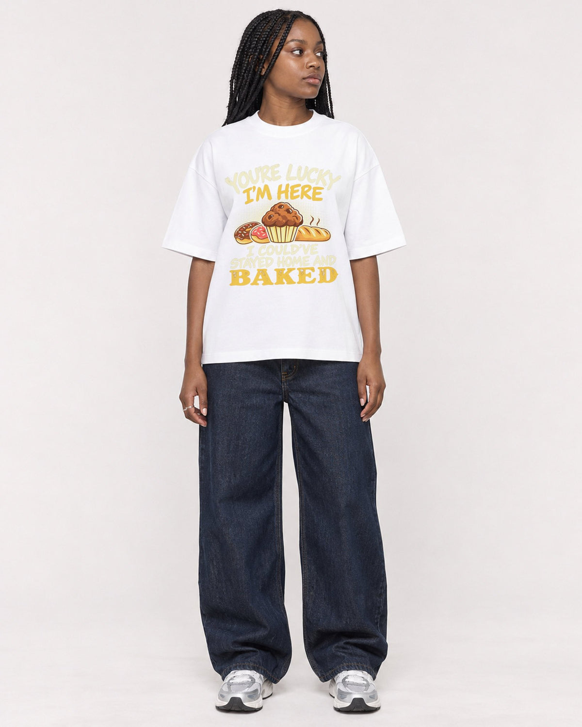 Mockup Boxy Heavyweight Tee White female full-body 04