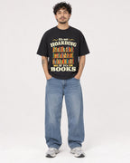Mockup Boxy Heavyweight Tee Black male full-body 42