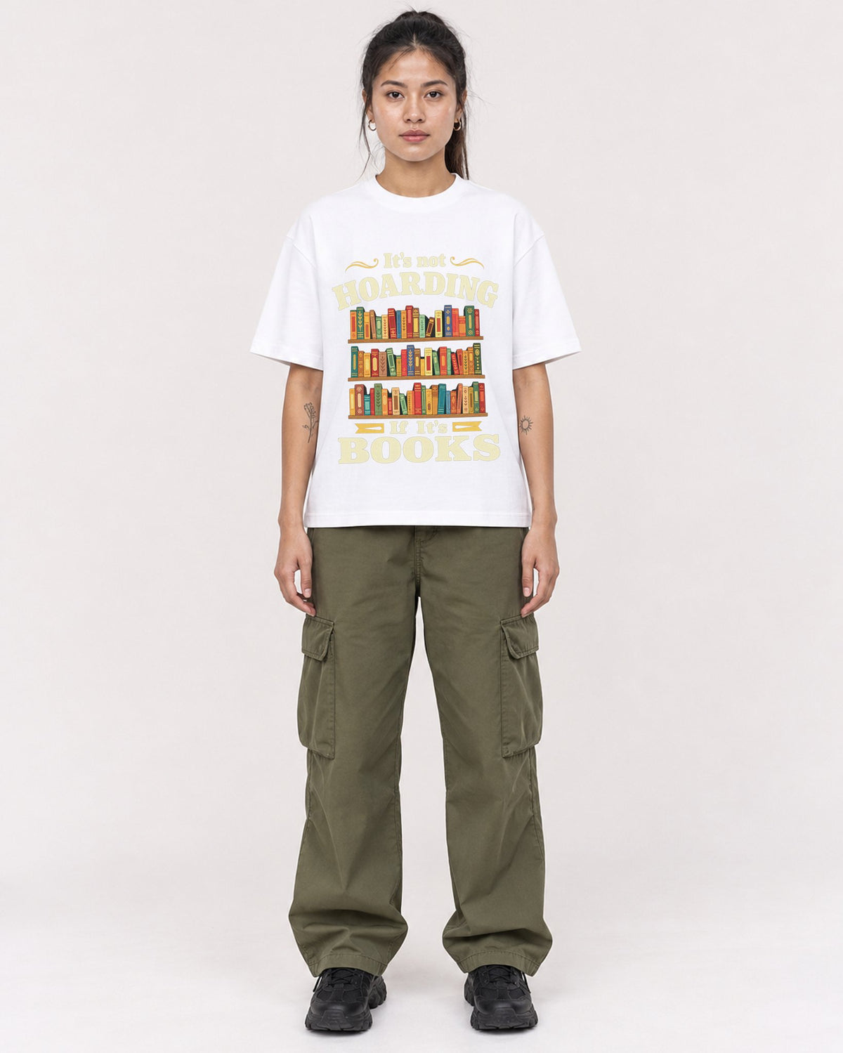 Mockup Boxy Heavyweight Tee White female full-body 42