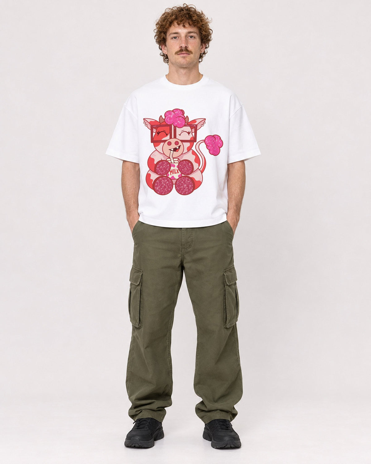 Mockup Boxy Heavyweight Tee White male full-body 09