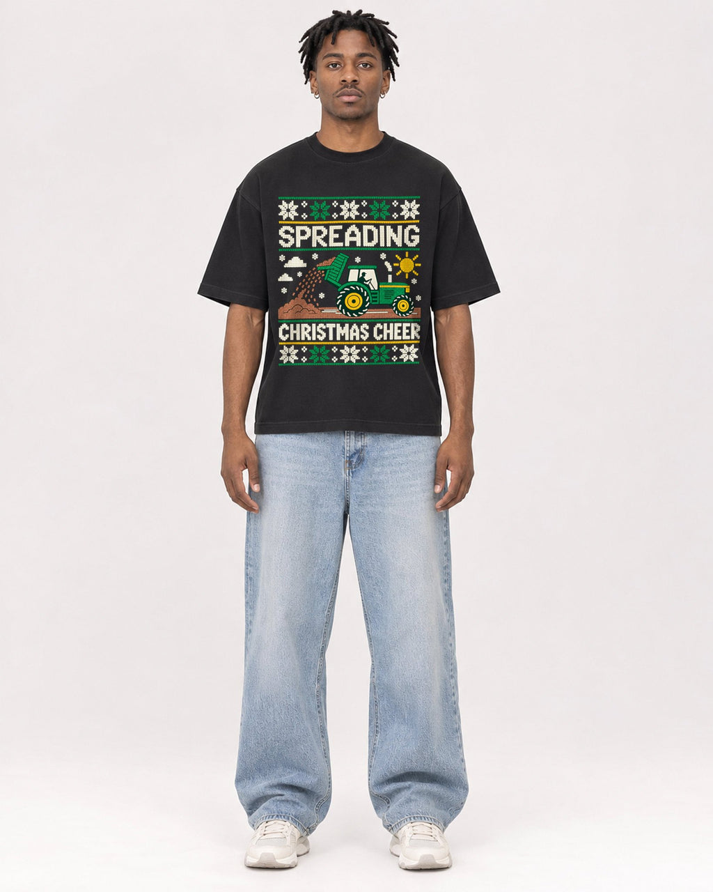 Mockup Boxy Heavyweight Tee Black male full-body 05