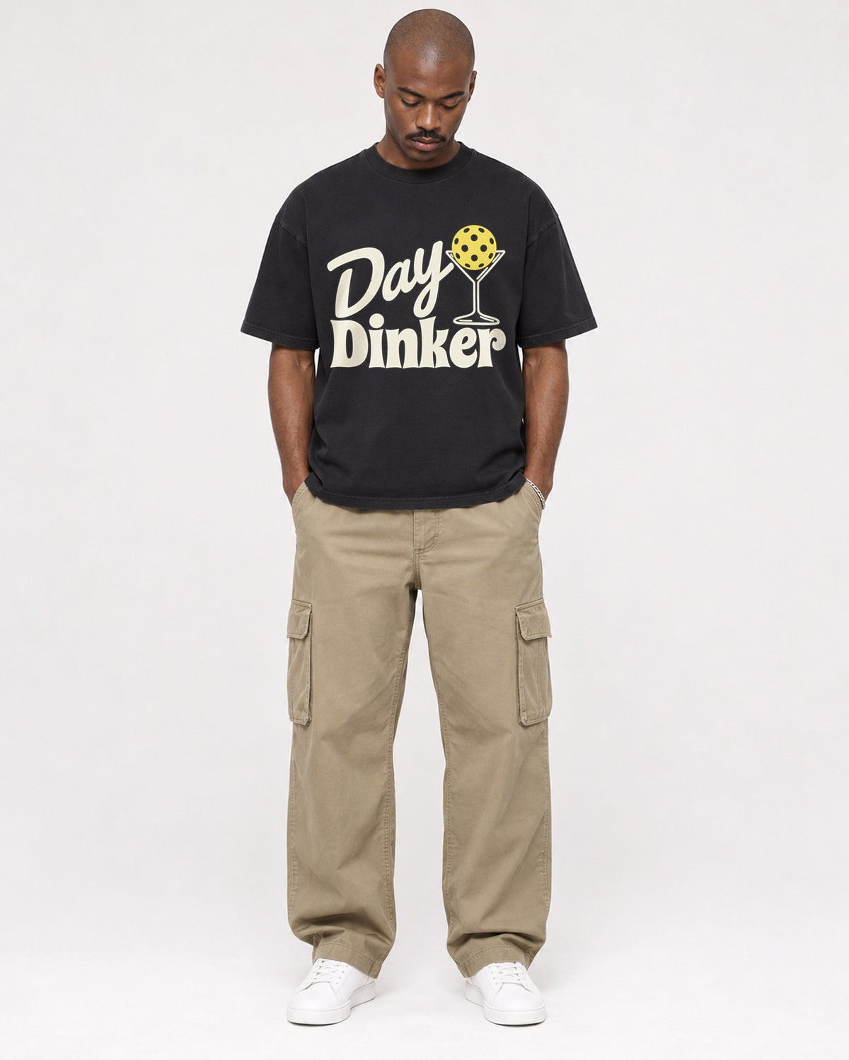 Mockup Boxy Heavyweight Tee Black male full-body 44