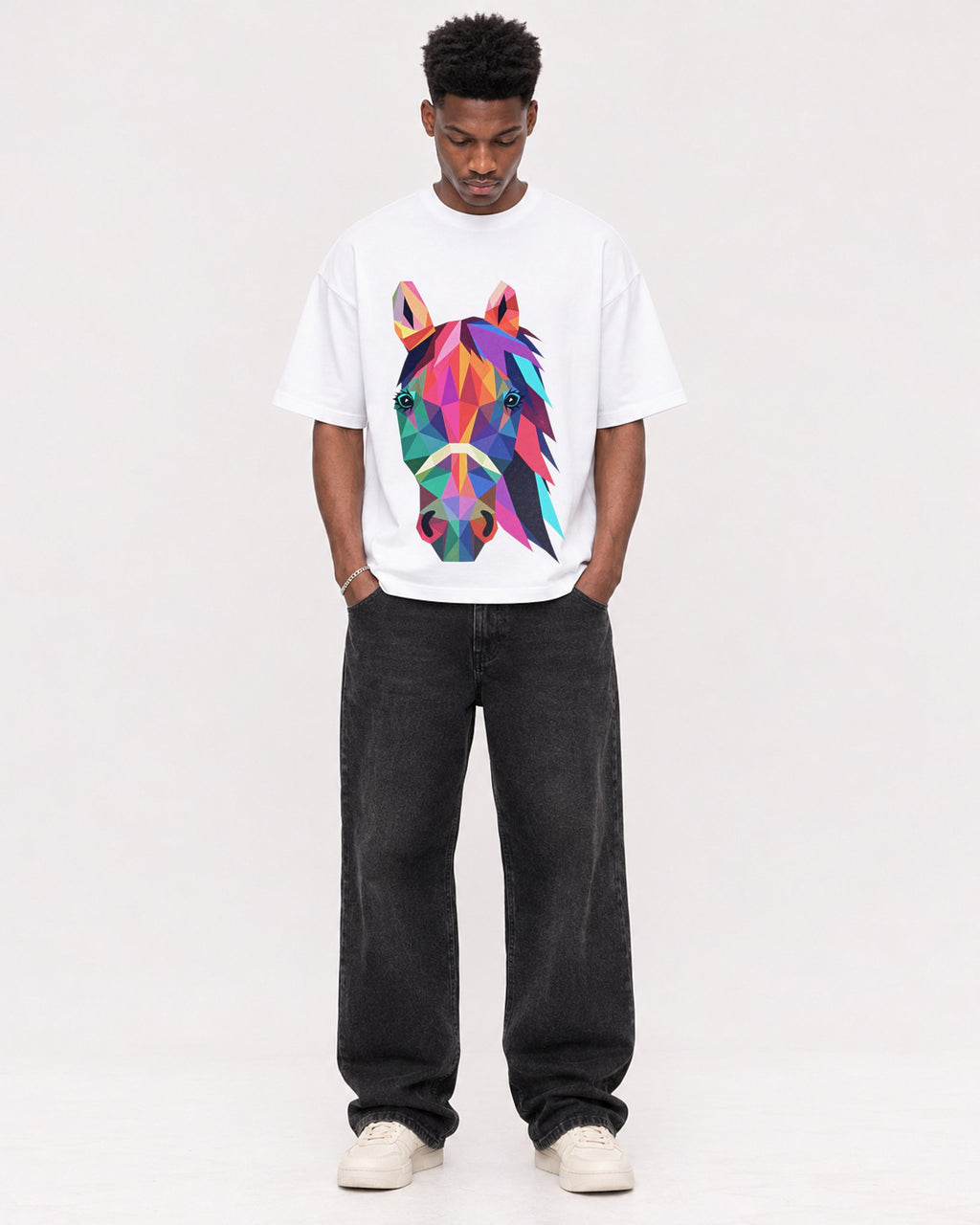 Mockup Boxy Heavyweight Tee White male full-body 15